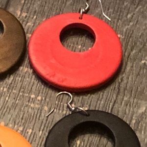 Red Wooden Earrings